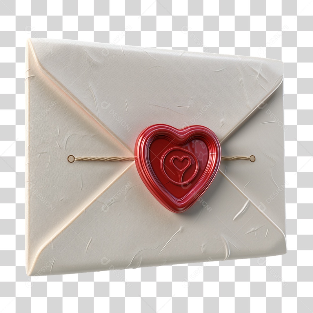Carta Mensagem com Selo de Coração PNG Transparente