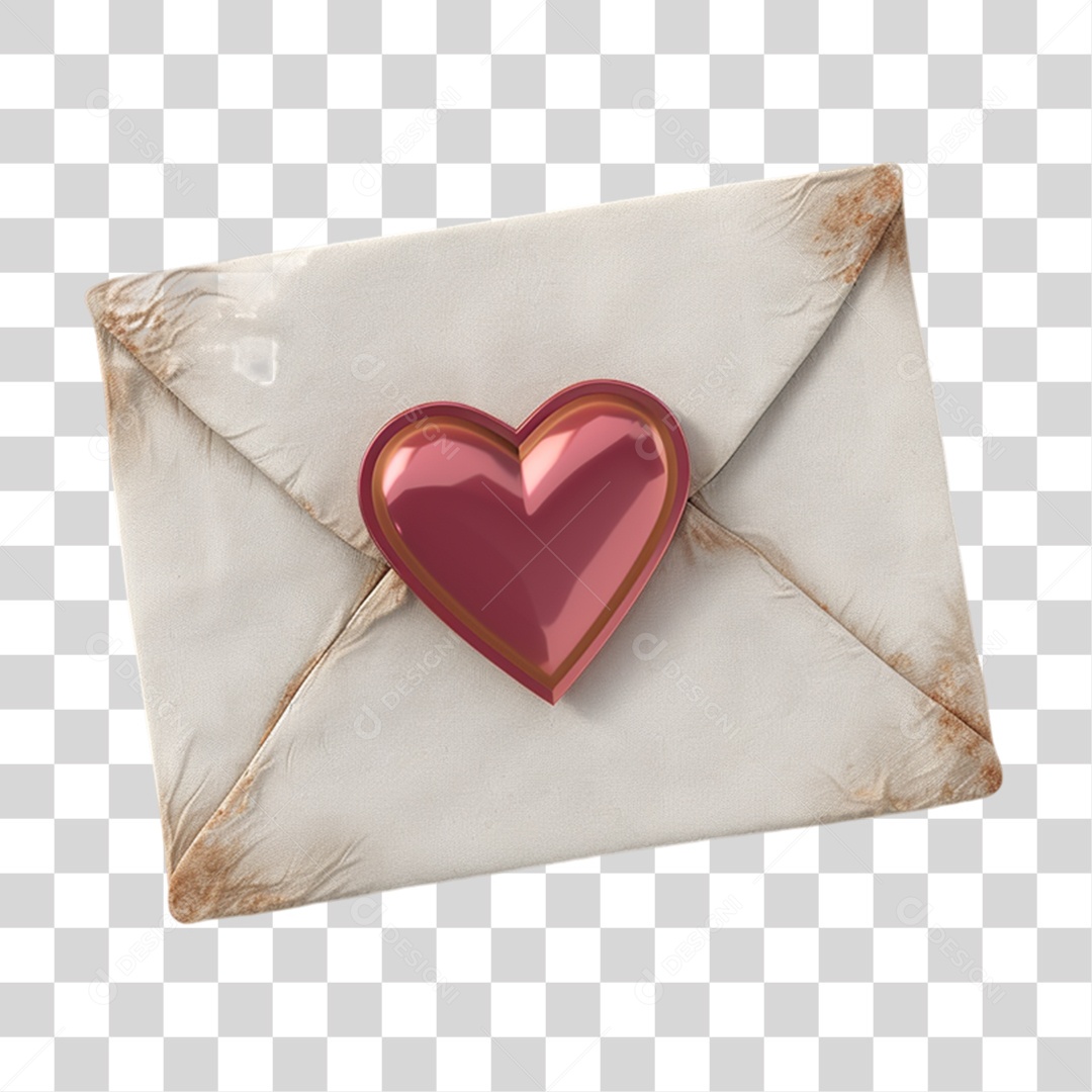 Carta Mensagem com Selo de Coração PNG Transparente