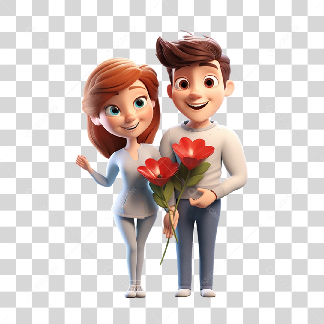 Casal com Flores PNG Transparente