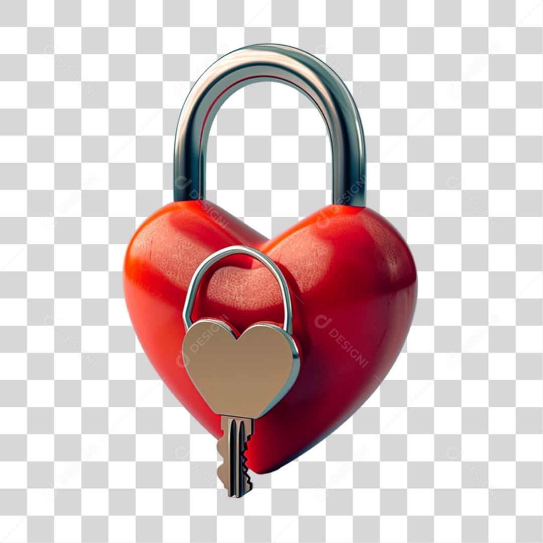 Coração de Cadeado PNG Transparente