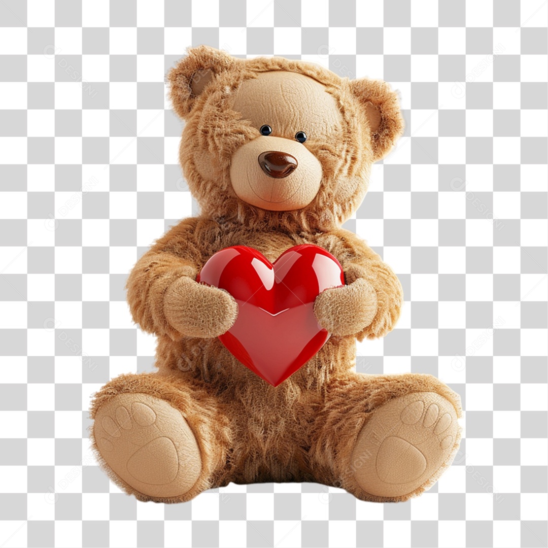 Urso de Pelúcia com Coração PNG Transparente