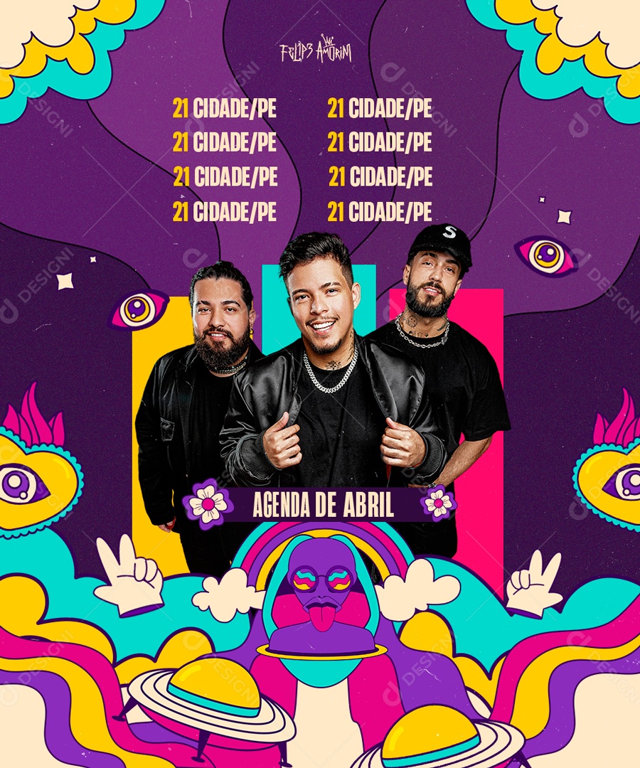 Flyer Agenda de Abril Felipe Amorim Social Media PSD Editável