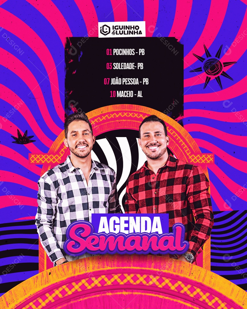 Flyer Agenda Semanal Iguinho e Lulinha Social Media PSD Editável