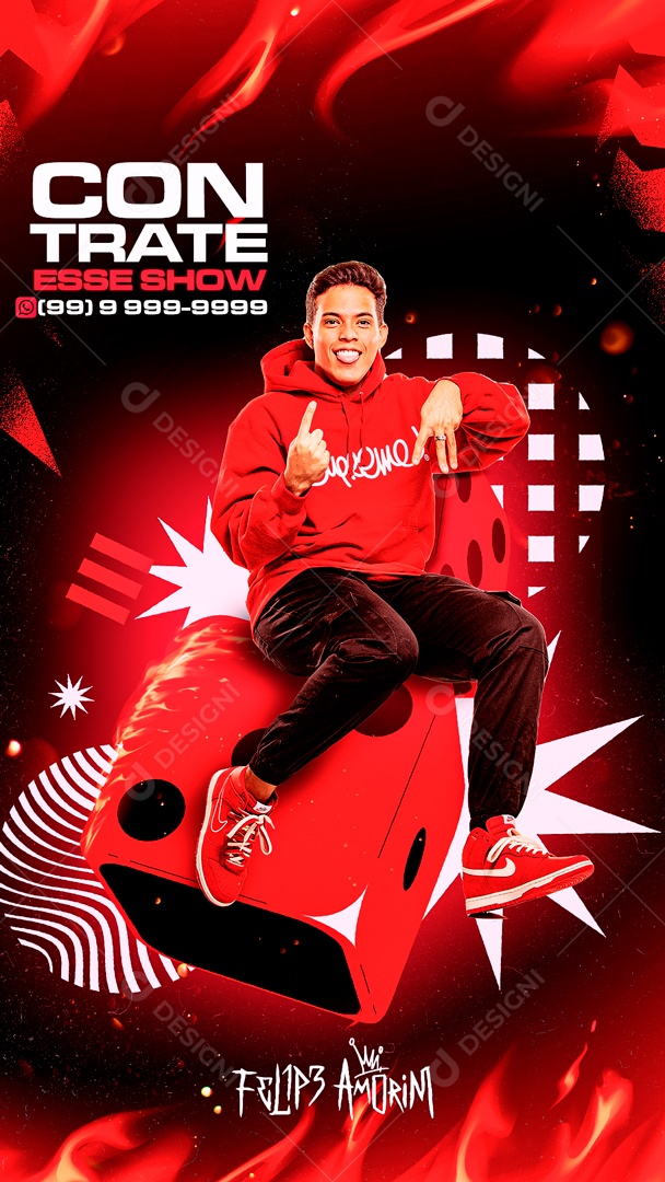 Flyer Contrate esse Show Feipe Amorim Social Media PSD Editável