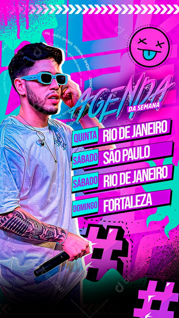 Flyer Agenda da Semana Artistas Social Media PSD Editável
