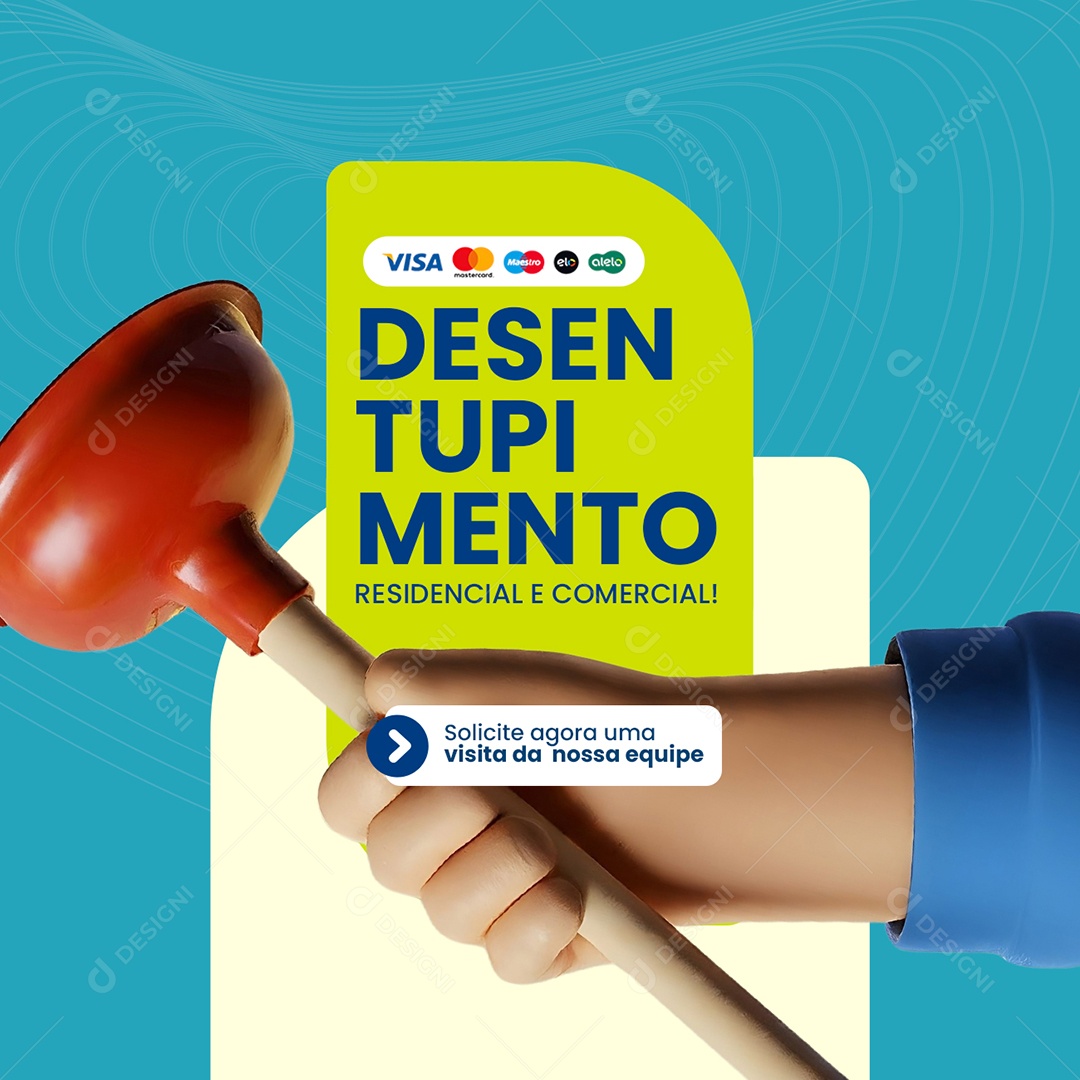 Desentupidora Desentupimento Residencial e Comercial Social Media PSD Editável