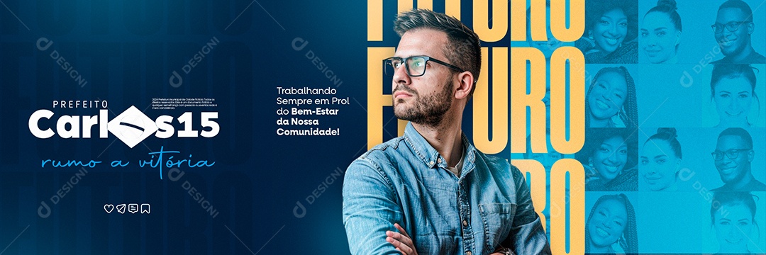 Carrossel Campanha Politica Prefeito Carlos Rumo a Vitória Social Media PSD Editável