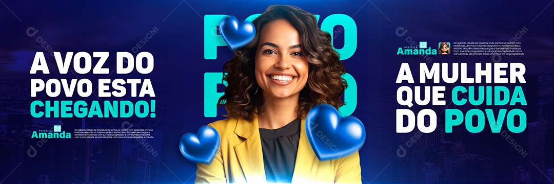 Carrossel Campanha Politica Prefeita Amanda A Voz do Povo Social Media PSD Editável
