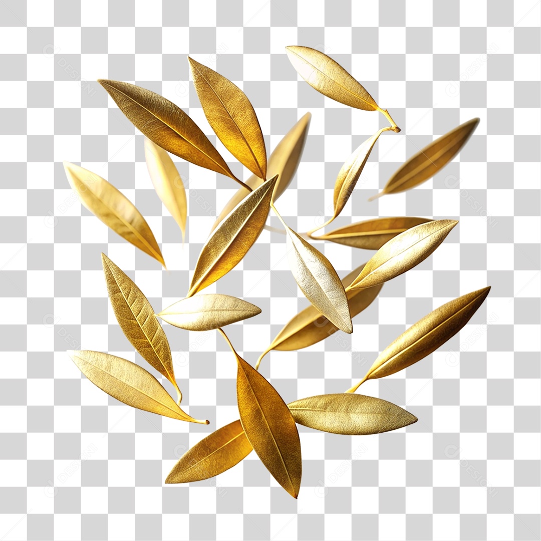 Folhas Douradas PNG Transparente