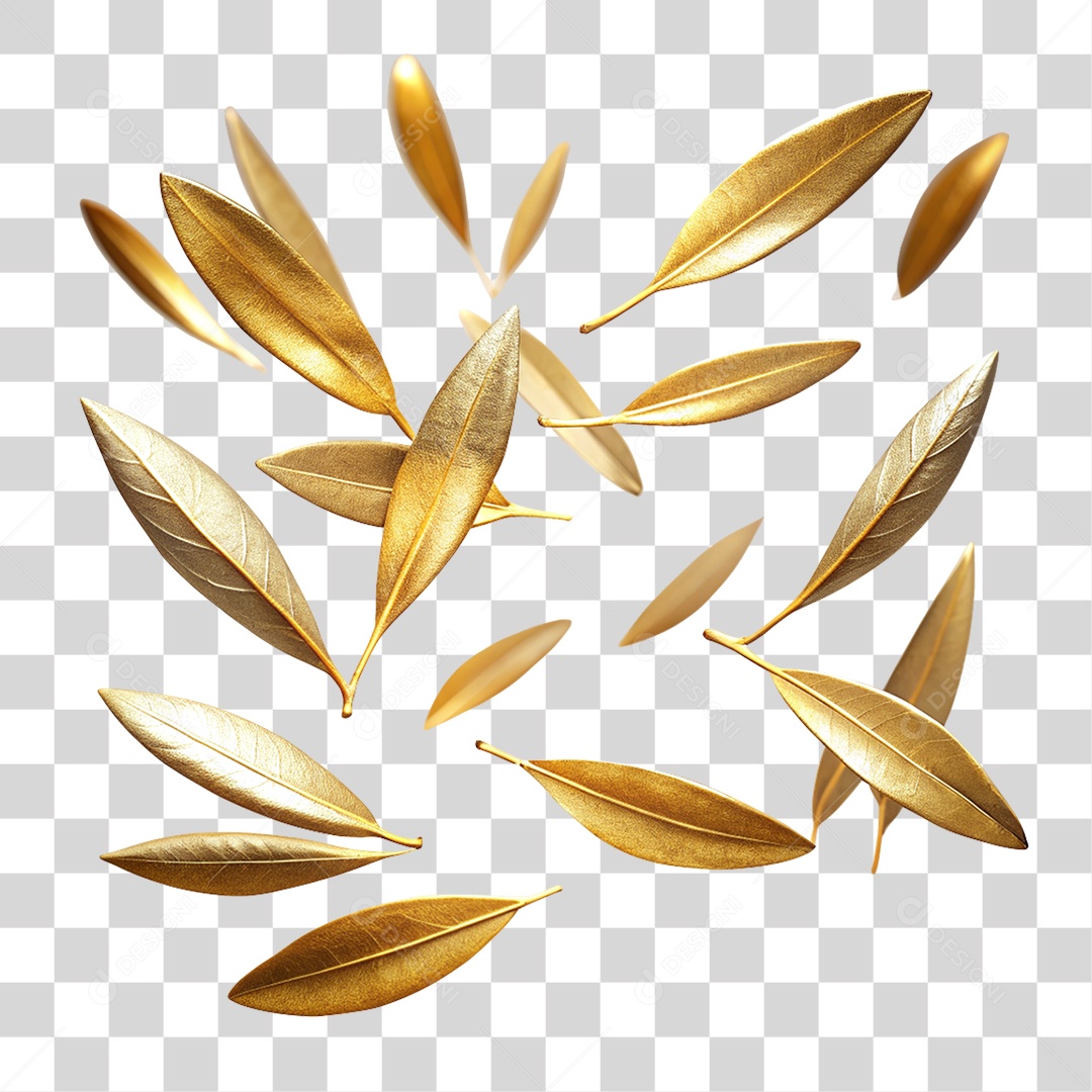 Folhas Douradas PNG Transparente