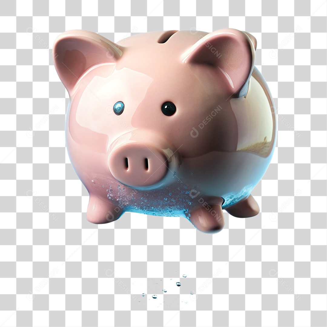 Cofre de Porquinho Rosa PNG Transparente