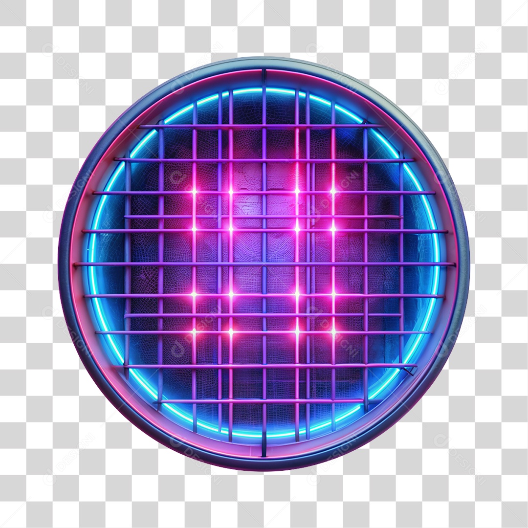 Placa de Metal Redonda com Neon PNG Transparente