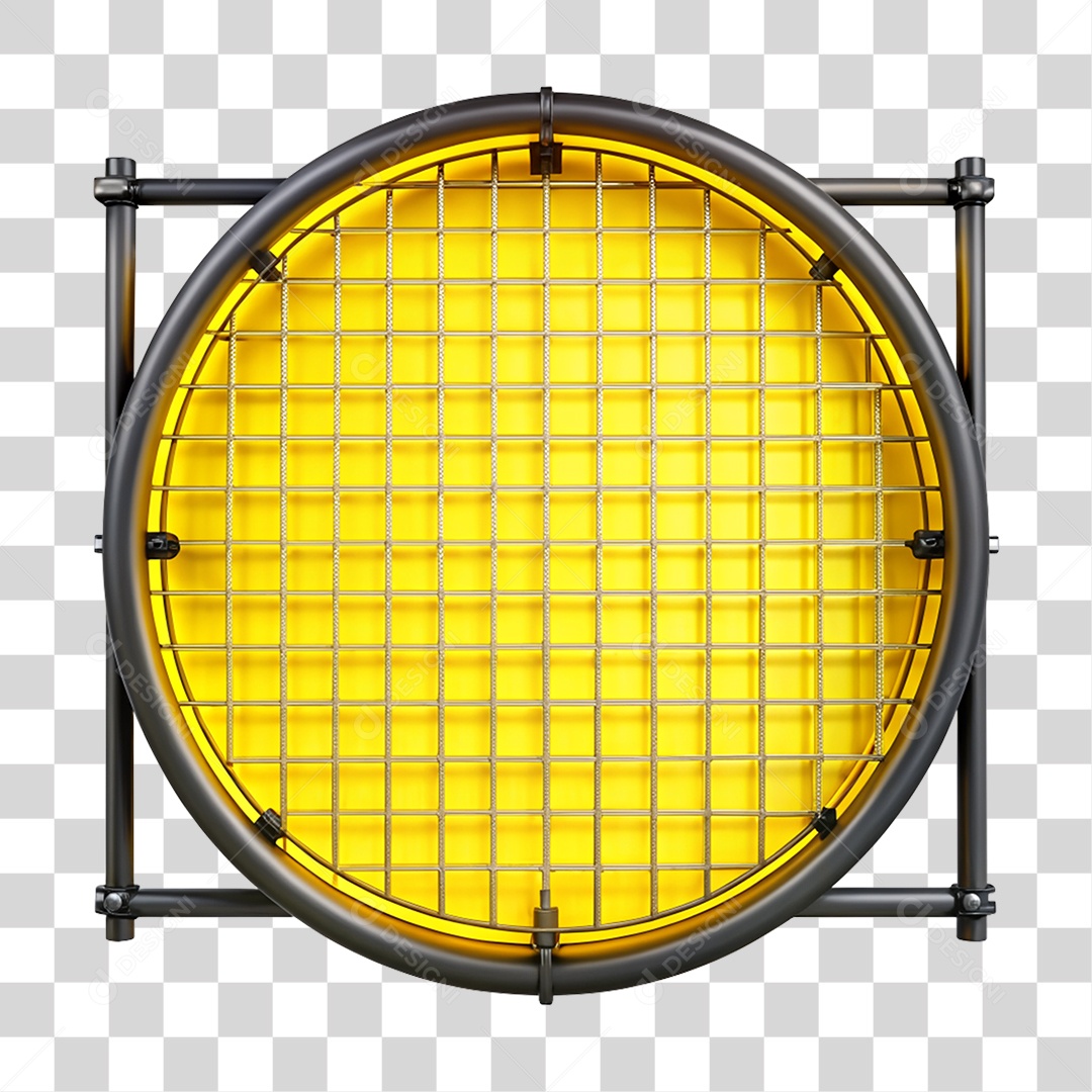 Placa de Metal Redonda com Neon PNG Transparente