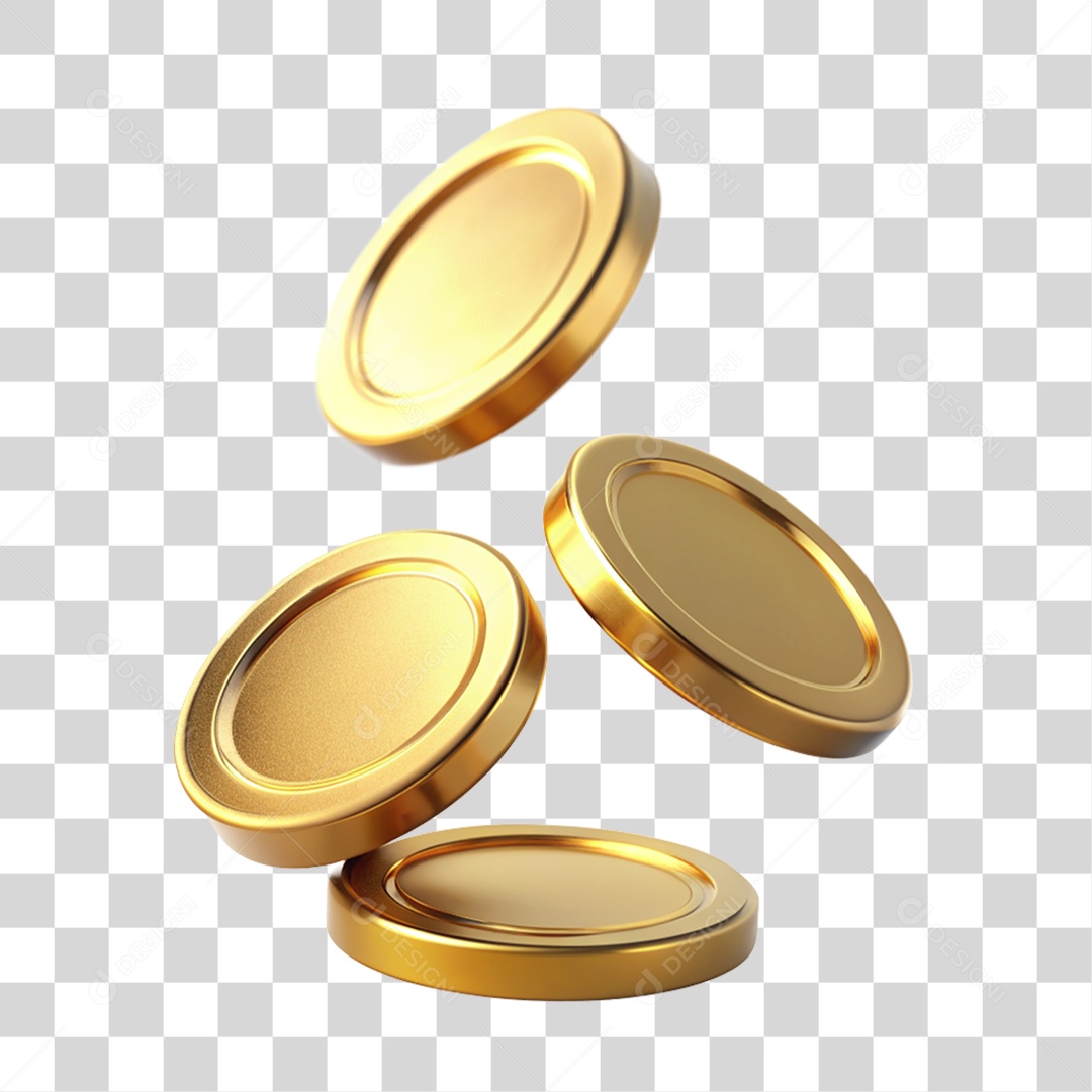 Moeda Dourada com Cifrão PNG Transparente