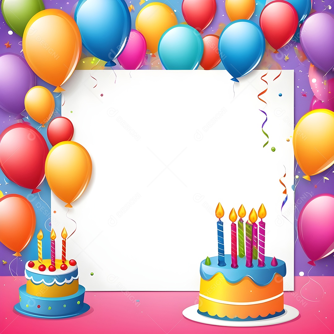 Quadro de cartão de convite de festa de aniversário fundo vertical para texto