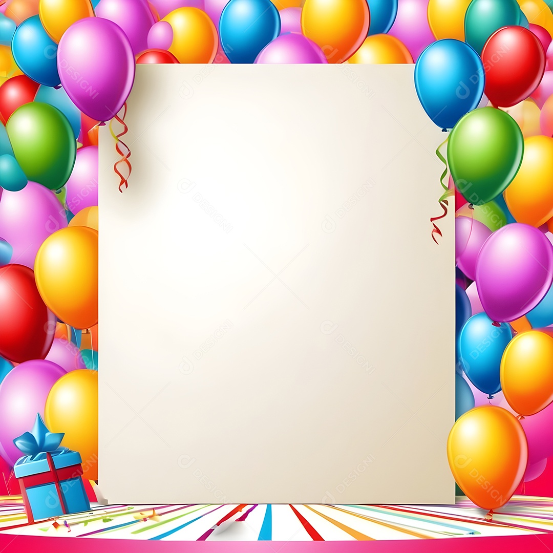 Quadro de cartão de convite de festa de aniversário fundo vertical para texto