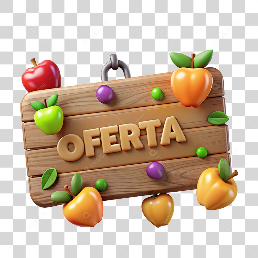 Selo 3D Placa de Madeira Oferta PNG Transparente