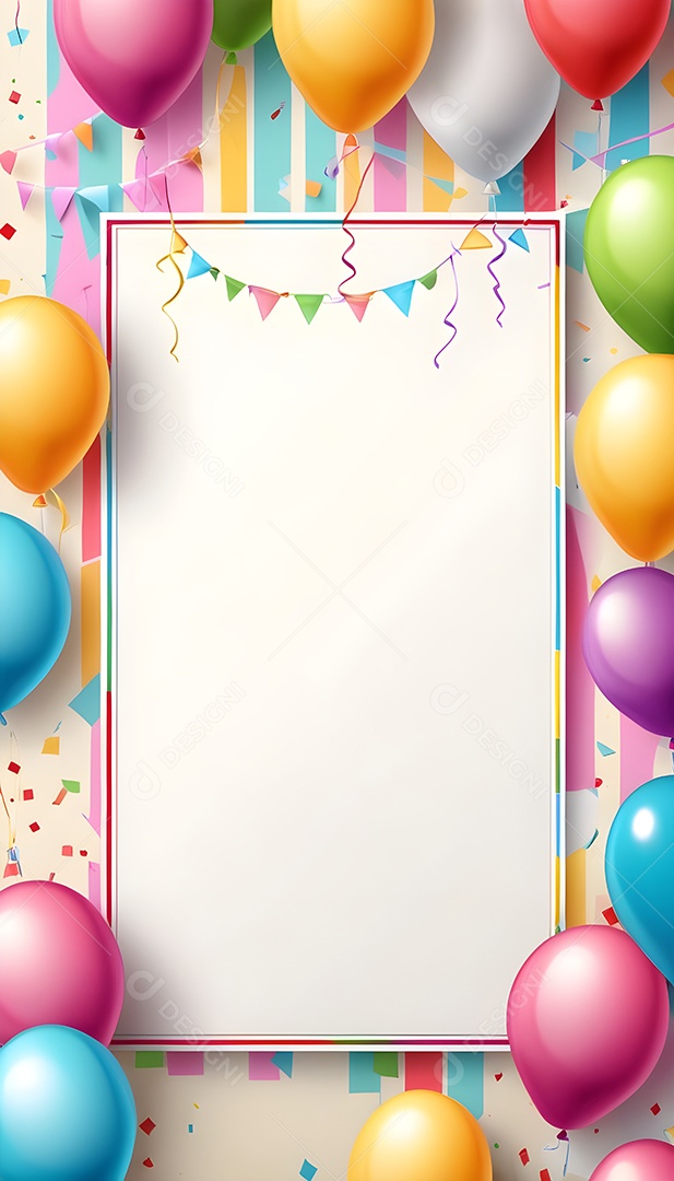 Quadro de cartão de convite de festa de aniversário fundo vertical para texto