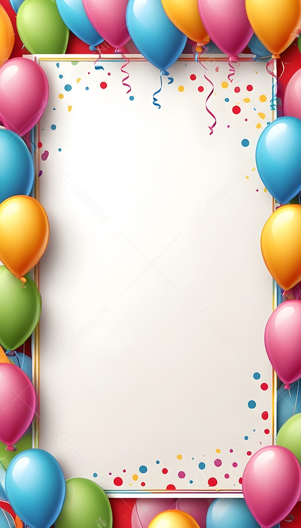 Quadro de cartão de convite de festa de aniversário fundo vertical para texto