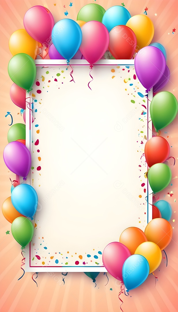 Quadro de cartão de convite de festa de aniversário fundo vertical para texto