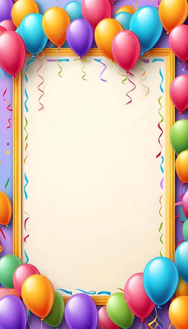 Quadro de cartão de convite de festa de aniversário fundo vertical para texto