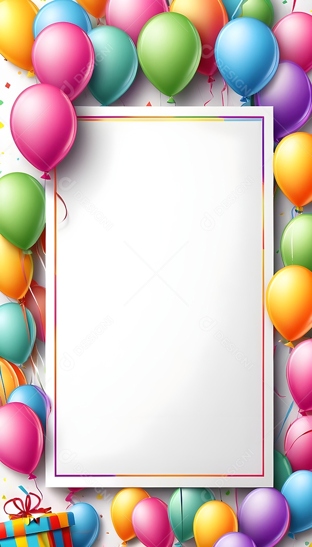 Quadro de cartão de convite de festa de aniversário fundo vertical para texto