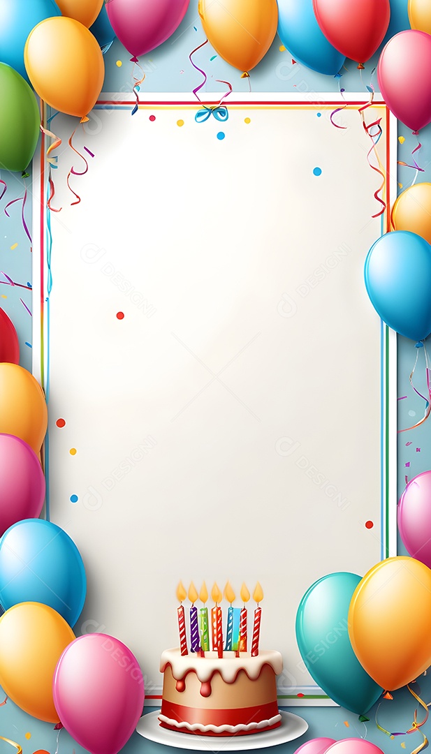 Quadro de cartão de convite de festa de aniversário fundo vertical para texto