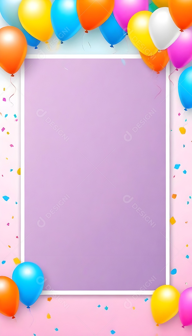 Quadro de cartão de convite de festa de aniversário fundo vertical para texto