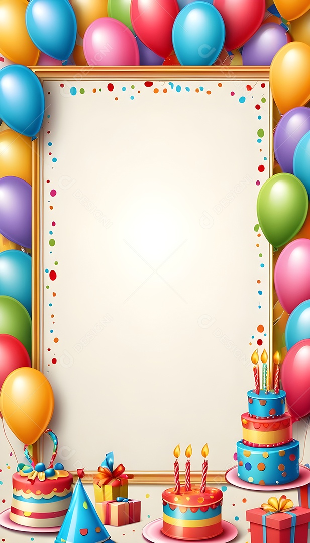 Quadro de cartão de convite de festa de aniversário fundo vertical para texto