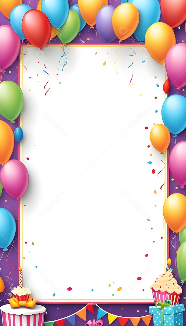 Quadro de cartão de convite de festa de aniversário fundo vertical para texto