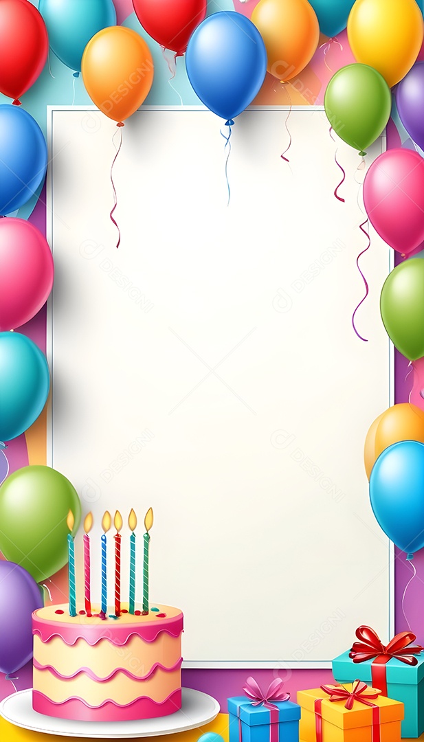 Quadro de cartão de convite de festa de aniversário fundo vertical para texto