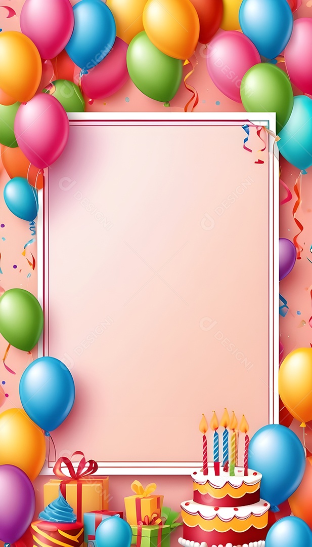 Quadro de cartão de convite de festa de aniversário fundo vertical para texto