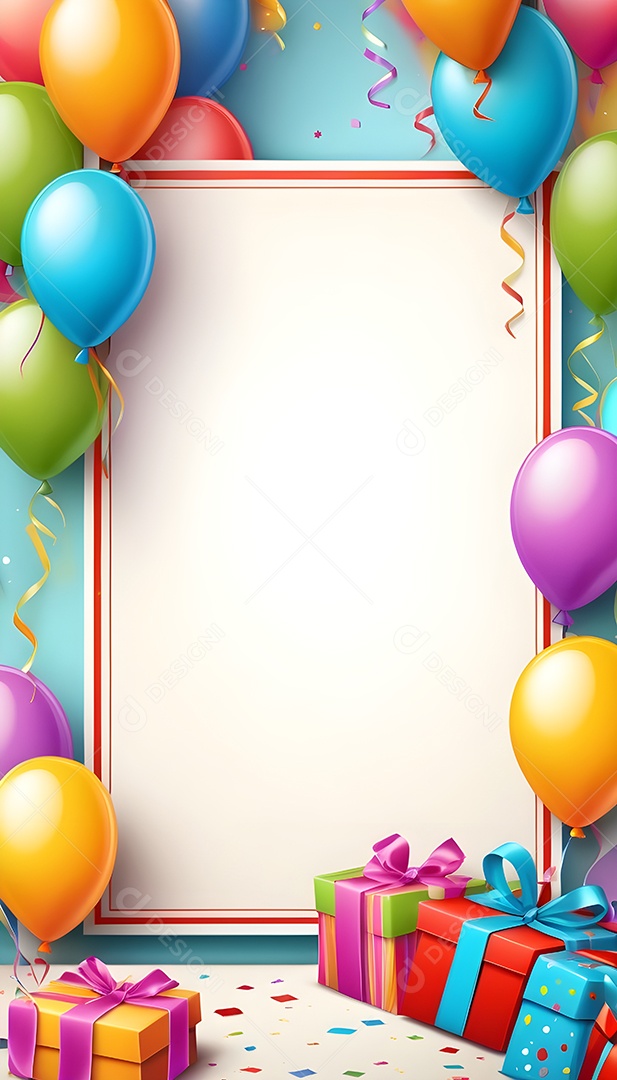 Quadro de cartão de convite de festa de aniversário fundo vertical para texto