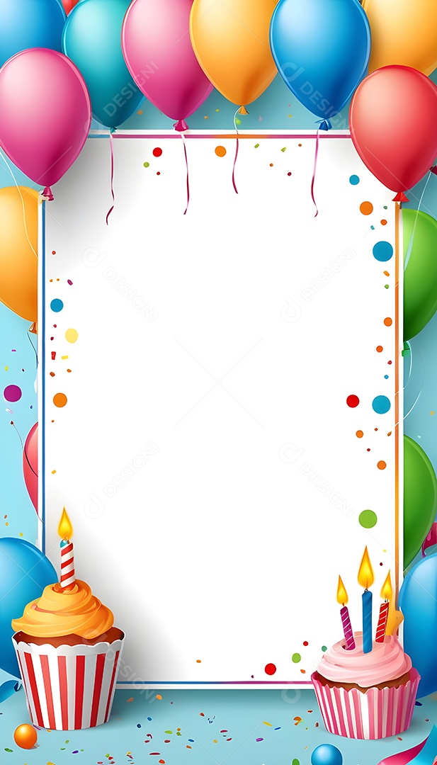 Quadro de cartão de convite de festa de aniversário fundo vertical para texto