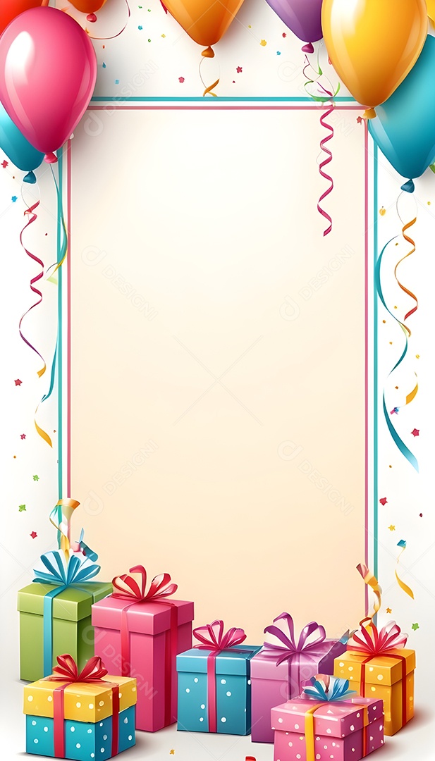 Quadro de cartão de convite de festa de aniversário fundo vertical para texto