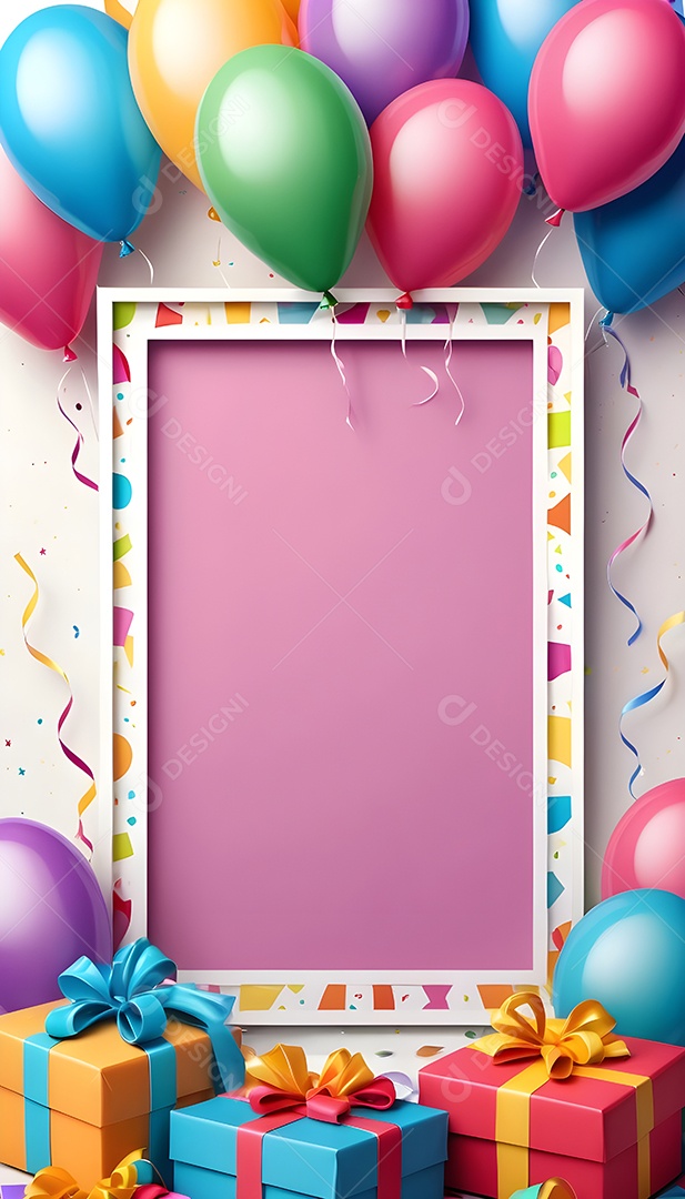Quadro de cartão de convite de festa de aniversário fundo vertical para texto