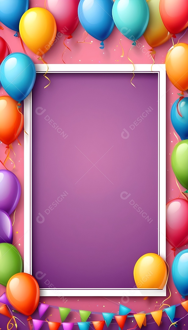 Quadro de cartão de convite de festa de aniversário fundo vertical para texto