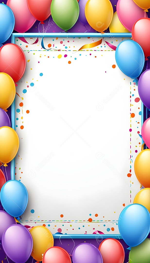 Quadro de cartão de convite de festa de aniversário fundo vertical para texto