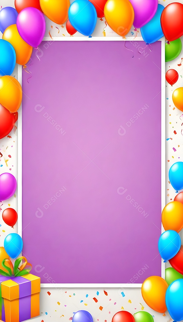 Quadro de cartão de convite de festa de aniversário fundo vertical para texto