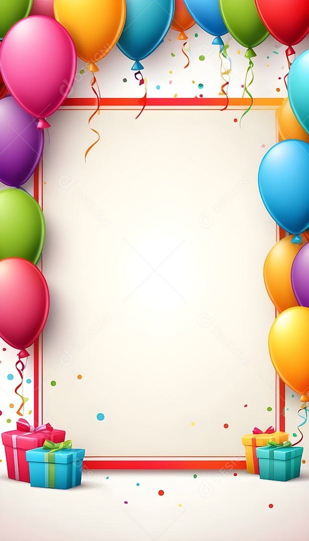 Quadro de cartão de convite de festa de aniversário fundo vertical para texto