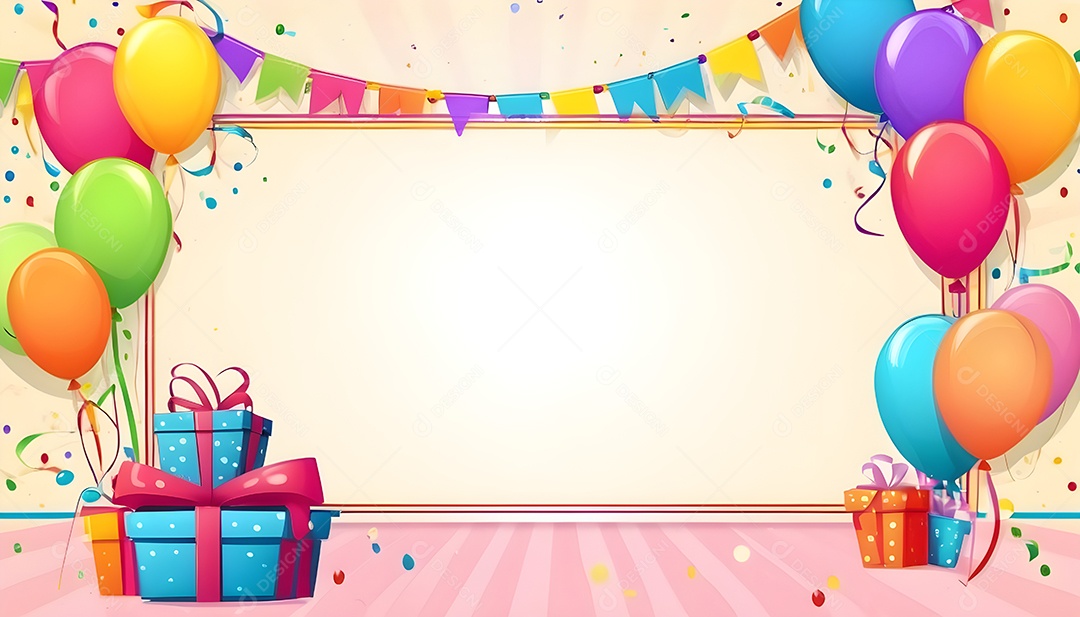 Quadro de cartão de convite de festa de aniversário fundo vertical para texto