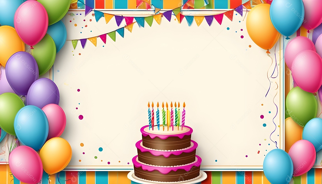 Quadro de cartão de convite de festa de aniversário fundo vertical para texto