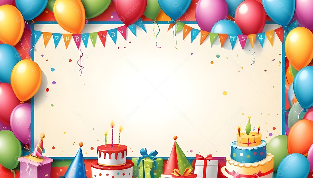 Quadro de cartão de convite de festa de aniversário fundo vertical para texto