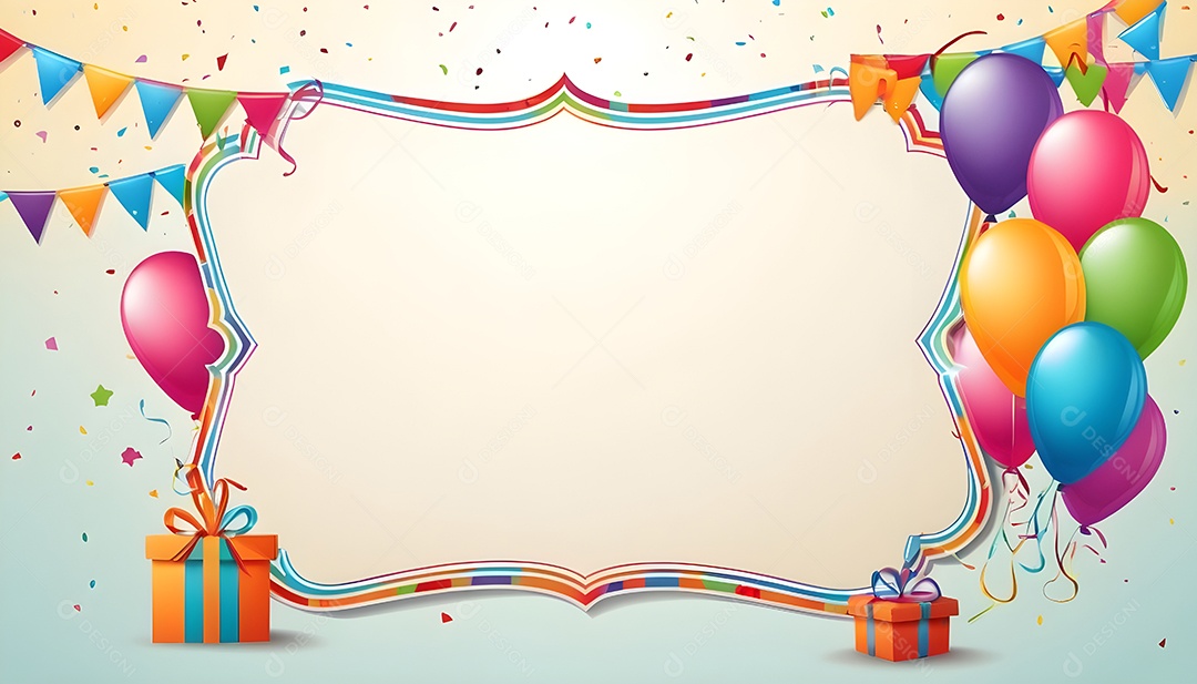 Quadro de cartão de convite de festa de aniversário fundo vertical para texto