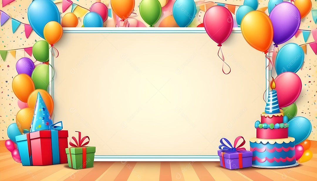 Quadro de cartão de convite de festa de aniversário fundo vertical para texto