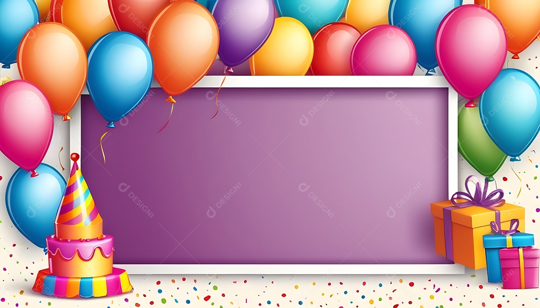 Quadro de cartão de convite de festa de aniversário fundo vertical para texto