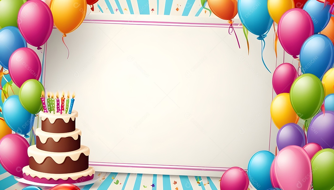 Quadro de cartão de convite de festa de aniversário fundo vertical para texto