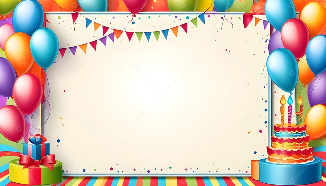 Quadro de cartão de convite de festa de aniversário fundo vertical para texto