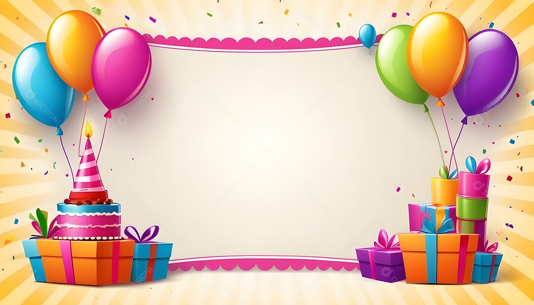 Quadro de cartão de convite de festa de aniversário fundo vertical para texto