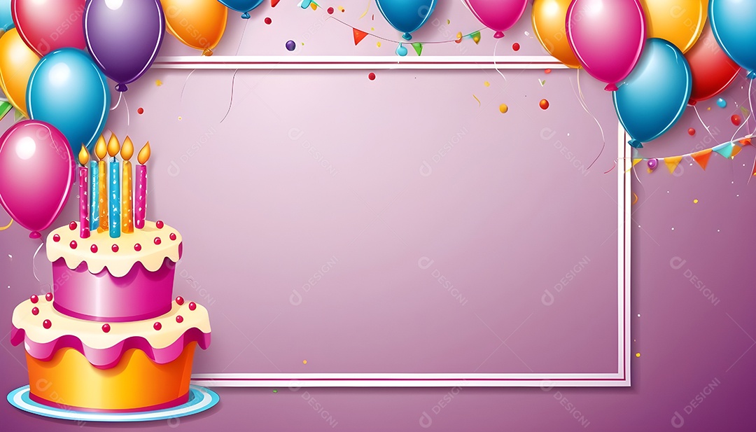 Quadro de cartão de convite de festa de aniversário fundo vertical para texto